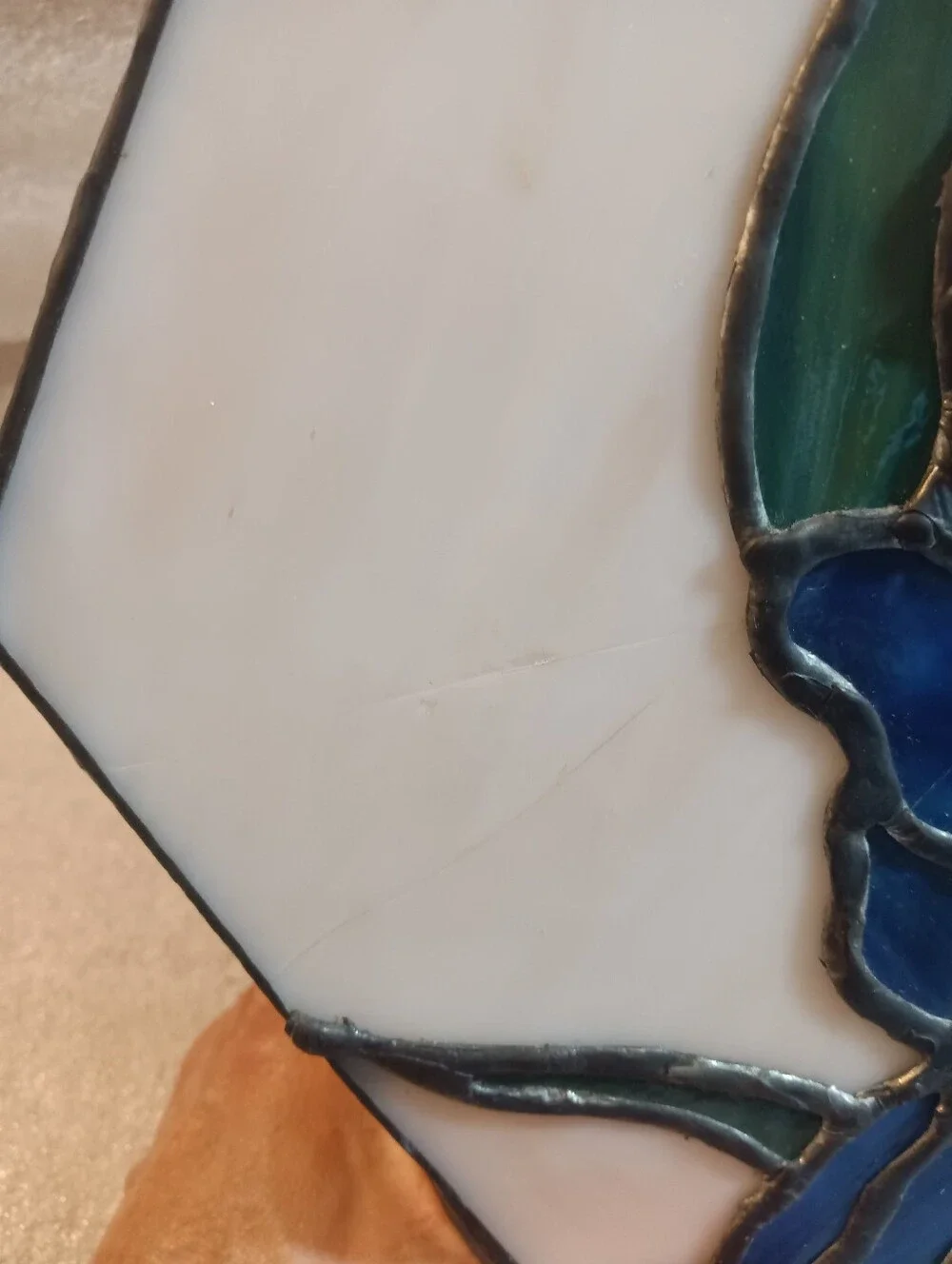 Tiffany Style Iris Flower Stained Glass Accent Lamp Dual Lighting